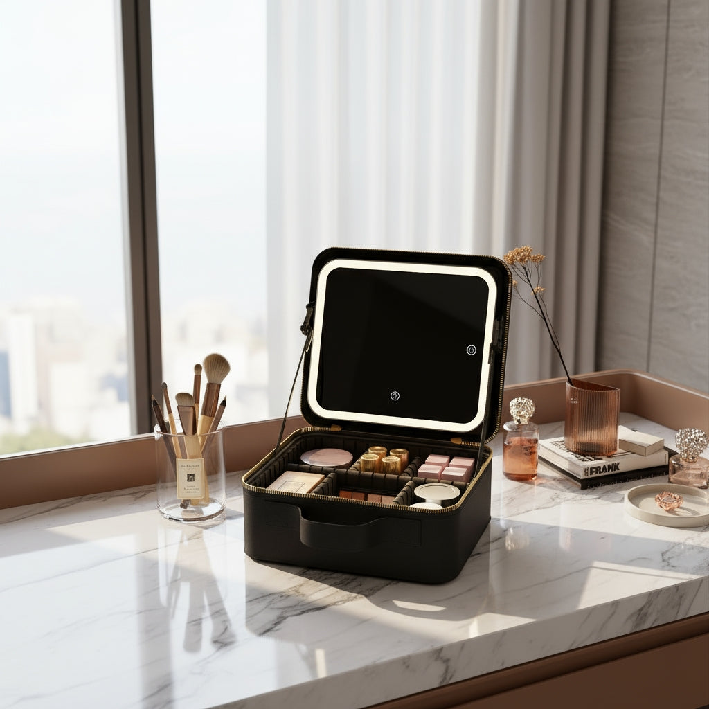 GlowBox – Sminklåda med Spegel & LED-ljus